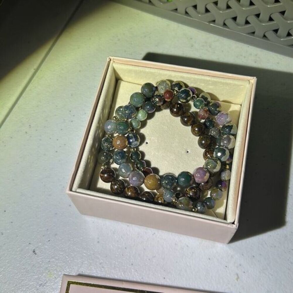 Dee Berkley Set of (3) 6mm Mystic Coated Marine Agate with 8mm Multi-Colored Aga